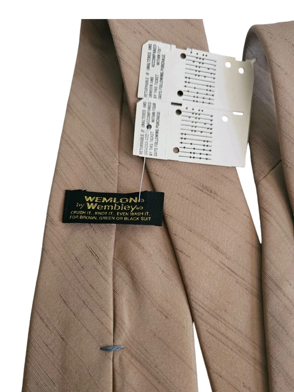 Wemlon by Wembley Mens Tie Textured Brown Polyester 60s 70s 3